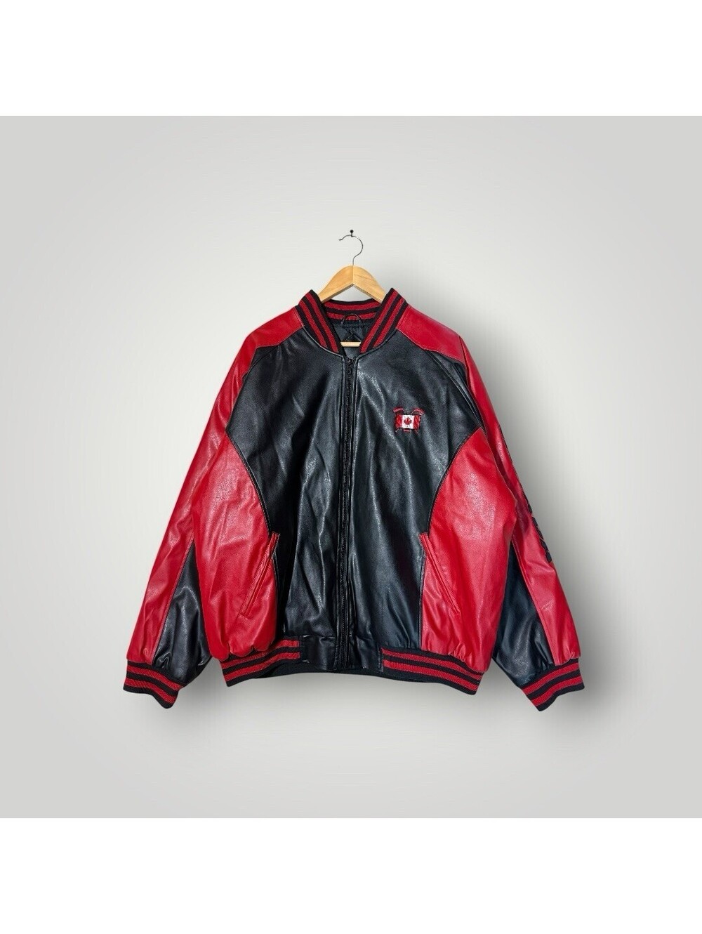Vintage 90s Team Canada Leather Jacket Size XL Steve & Barry’s Men’s